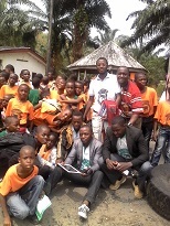 Students with Oben, Etim and Romeo after the school trip